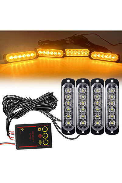 Choice1 Yellow Car Front Grille Lighting 12V 24V Amber LED Emergency Strobe L...