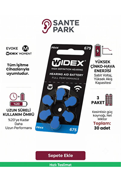 WİDEX Işitme Cihazı 675 Numara Pil 3 Paket