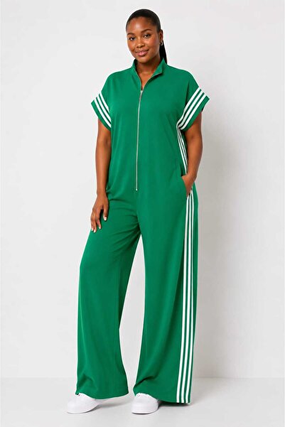 HANIQA Sleeveless Stripe Detailed Zippered Jumpsuit