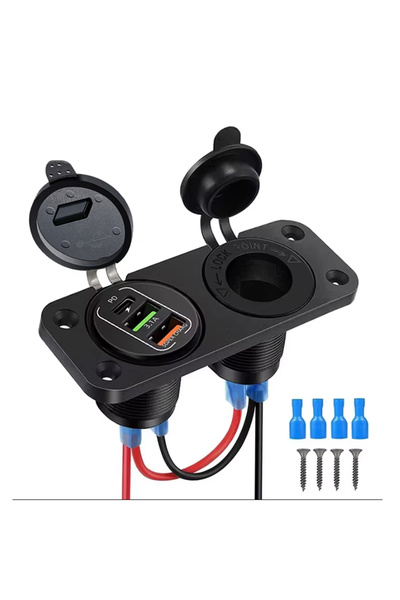 Choice7 with wire A Waterproof Cigarette Lighter Outlet Quick Charge 3.0 12V/...