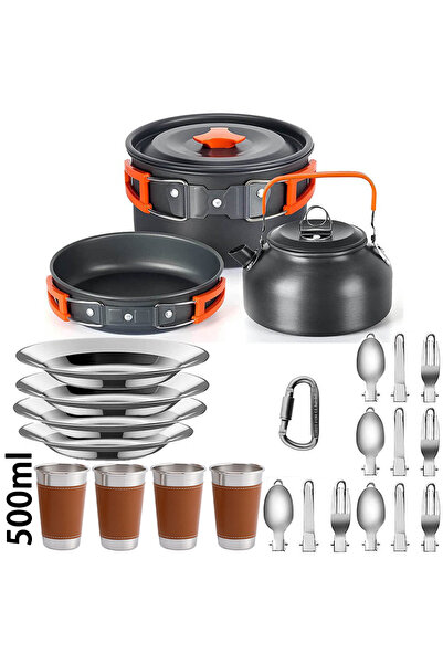 Choice Orange-4x500 Outdoor Camping Cookware Set Aluminum Lightweight Equipme...