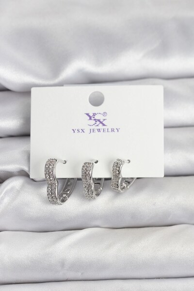 Inure Jewelry أقراط نسائية من النحاس الفضي مع حجر الزركون على شكل قلب