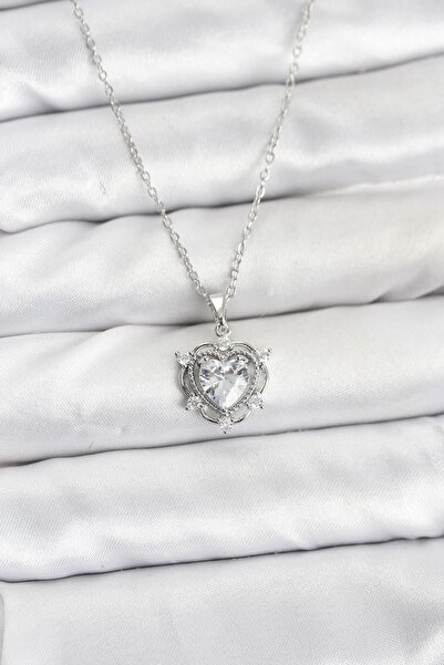 Inure Jewelry 316L Steel Chain Silver Color Heart Model Zircon Stone Women's ...