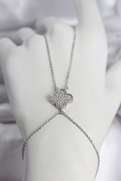Inure Jewelry شاميران نسائي من النحاس باللون الفضي موديل كلوفر