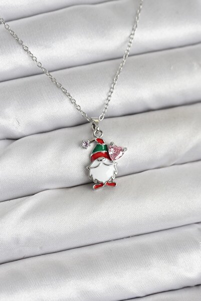 Inure Jewelry قلادة نسائية من الفولاذ 316L بلون فضي بتصميم عيد الميلاد
