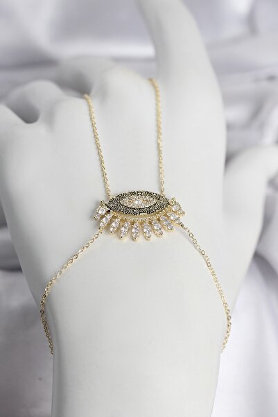 Inure Jewelry شاحميران نسائي من النحاس بلون ذهبي مرصع بحجر الزركون على شكل عين