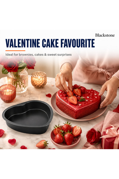 Blackstone Heart Shaped Cake Pan Nonstick Carbon Steel Baking Mold for Valentine Birthday Anniversary Cakes - Grey BHP0702