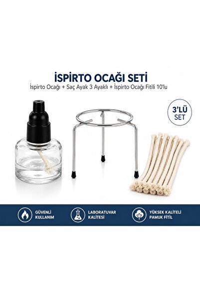 Labolist İspirto Ocağı Seti (İspirto Ocağı + Saç Ayak 3 Ayaklı + İspirto Ocağ...
