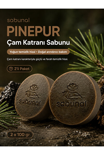 sabunal Pinepur Pine Tar Soap 2 Pcs - Scalp, Oily Skin and Intensive Purifyin...