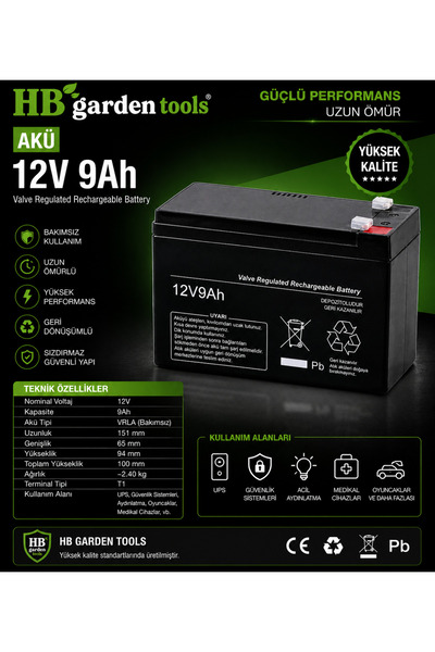 12 Volt 9 Amper Kuru Akü Şarjlı Akülü İlaçlama Makinalarına & Şarjlı Akülü Araba Oyuncak Aküsü