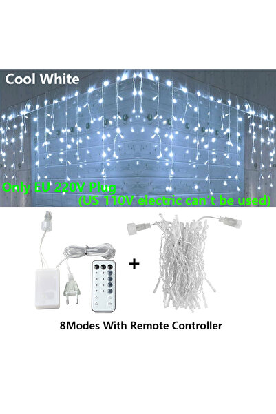 Choice 5M 8 modes with remote 3.5-40M LED Icicle String Lights Christmas Curt...