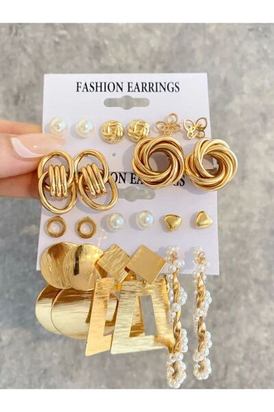 Choice fb004 Vintage 2Sets/Pack Gold Color Metal Twist Pearl Hoop Earrings fo...