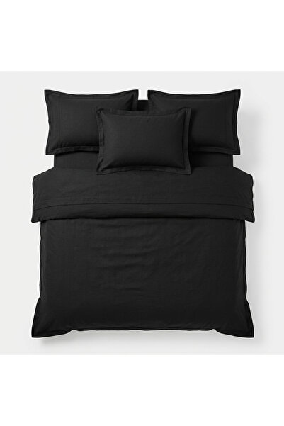 Paradise Plain Double Duvet Cover Set Black - 100% Cotton 57 Thread Plain Dou...