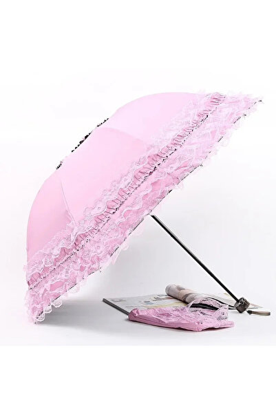 Choice1 8K pink Vintage Lace Parasol Foldable Gothic Lolita Umbrella Lady Rai...