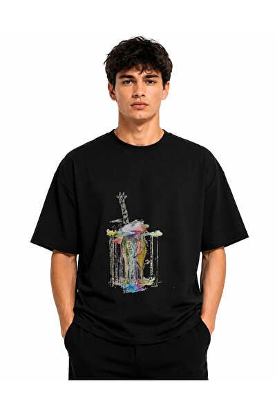 Inscriptie Tricou Unisex Bumbac Premium Casual " Girafa curcubeu "