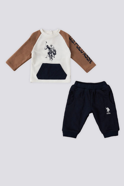 U.S. Polo Assn. U.S. Polo Assn Krem Kanguru Cep Bebek 2 Li Takım