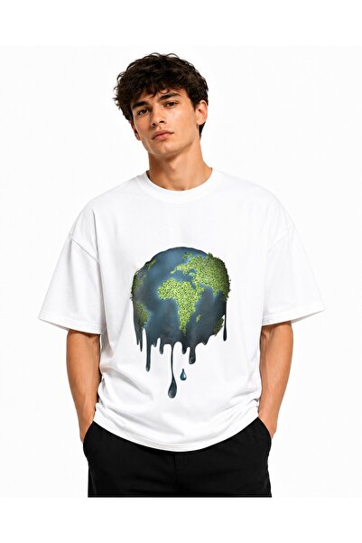 Inscriptie Ουνισέξ Βαμβακερό T-Shirt Υψηλής Ποιότητας  "Ο Πλανήτης ξεβγάζει "