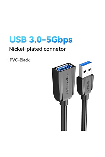 Choice 1m 5Gbps-PVC Black Vention USB Extension Cable USB 3.0 Cable Male to F...