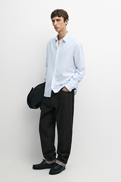 Massimo Dutti %100 pamuklu regular fit çizgili gömlek