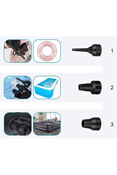 SIKS Pompă electrică pentru umflarea și dezumflarea saltelelor, 3 duze, 12 V ...