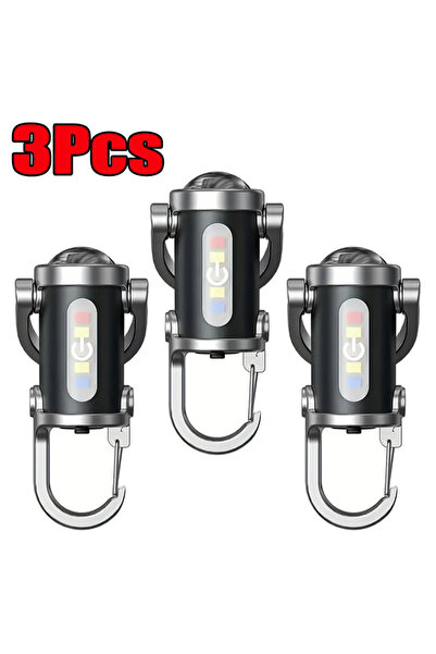 Choice 3PCS Mini Keychain Flashlight Rechargeable Pocket COB Working Light Ou...