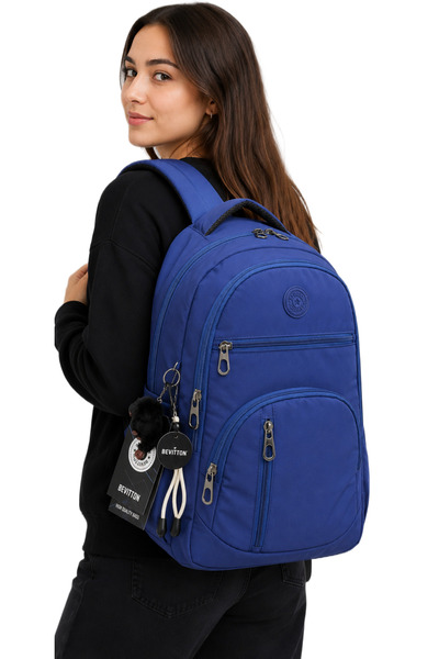 Bevitton Unisex School Backpack Navy Blue Waterproof Fabric Large Size Middle...