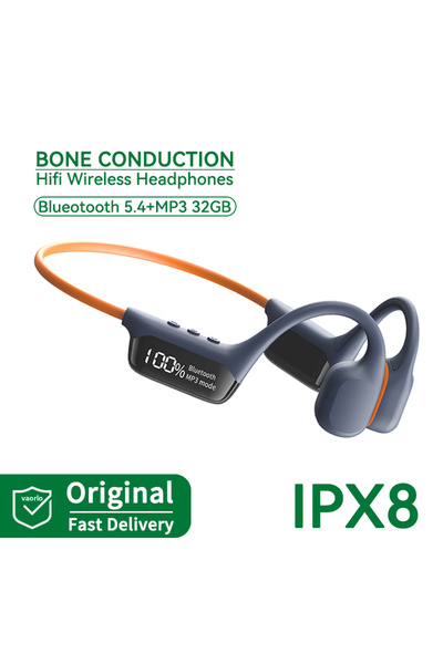 Choice OrangeBlue #IPX8 سماعة رأس لاسلكية مقاومة للماء بتقنية التوصيل العظمي ...