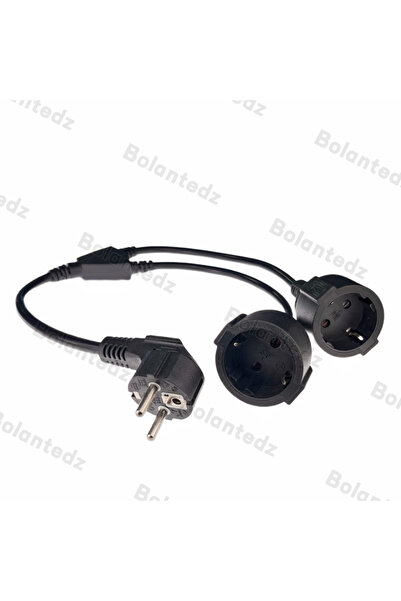 Choice 2AC 0.5M black EU European Power Extension Cord with 2 3 AC Schuko Soc...