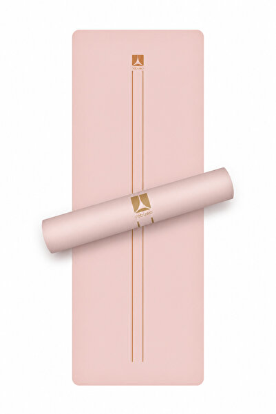 Double Striped Design Anti-Slip Natural Rubber Yoga and Pilates Mat 5mm - Soft Pink