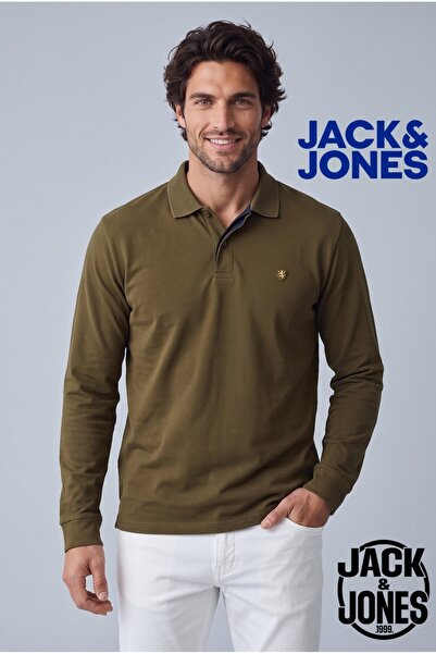 Jack & Jones Polo Yaka Uzun Kollu Erkek Sweat Shirt Haki