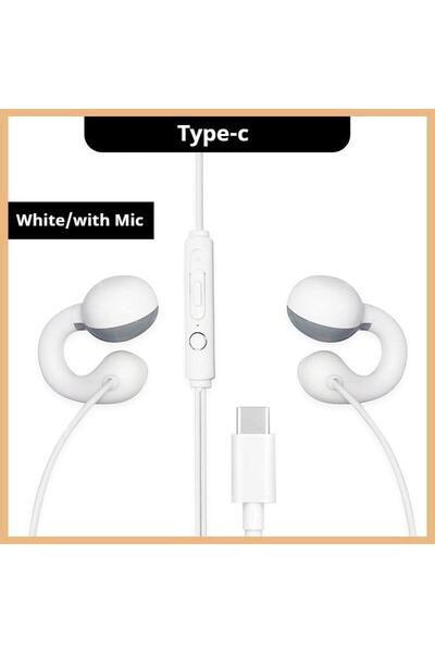 Choice3 سماعات أذن سلكية بيضاء من نوع C (1.2 متر) قابلة للتعليق، سماعات رياضي...