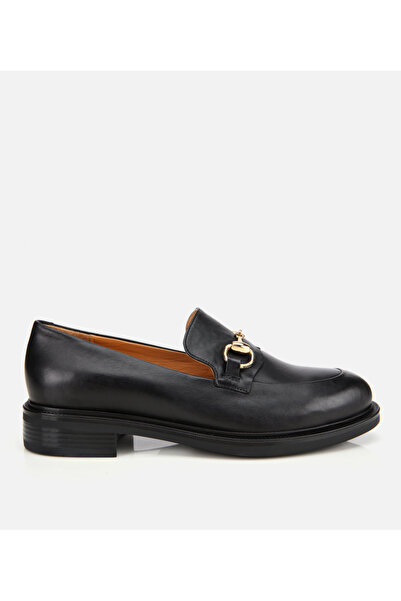 Hotiç Kadın Deri Siyah Tokalı Klasik Loafer