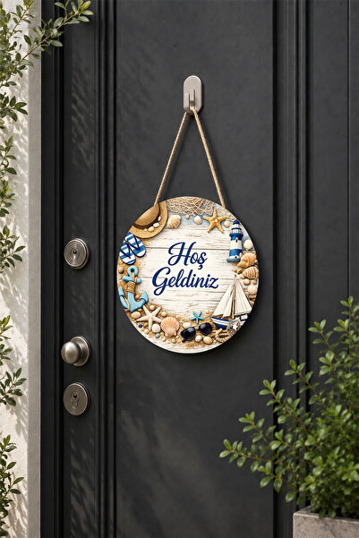 Lucena Sea Themed Welcome Door Ornament Wooden Round Door Decoration