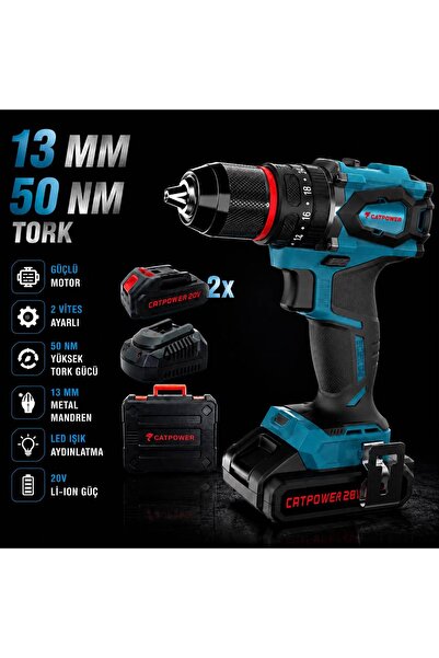 Cat Power Catpower 4110 Çift Akülü Kömürsüz Darbeli Vidalama 20v 2 Ah