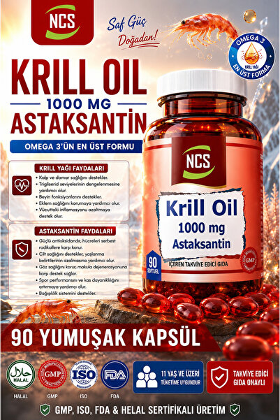 NCS Krill Oil 1000 Mg Astaxanthin 2 Mg 90 Softgels Omega 3