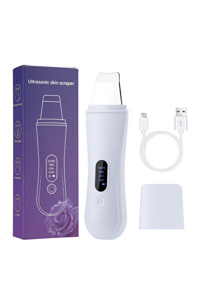 Choice WHITE Ultrasonic Skin Scrubber Skin Spatula Ion Deep Face Cleaning 4 M...