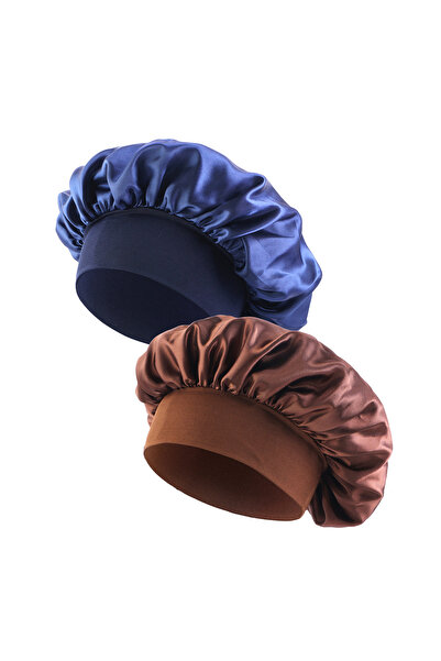 Choice21 Navy blue coffee New Satin Wide Brim Nightcap Silky Bonnet Hair Wrap...