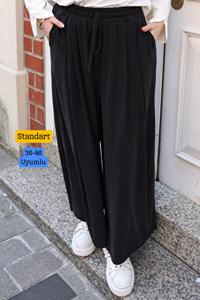 Mogi Butik بنطلون نسائي فضفاض من مودال كوبرا بخصر مطاطي وأربطة قابلة للتعديل ...