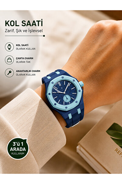 Ryan Analog Kol Saati Silikon Kordonlu Unisex Spor Saat Bag Charm Aksesuar