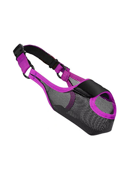 Choice11 L purple Dog Muzzle Adjustable Strap Comfortable Mesh Pet Mask Barki...