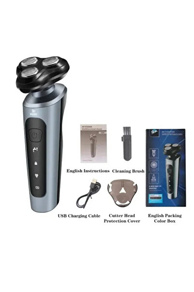 Choice ماكينة حلاقة كهربائية جديدة 9D للرجال، بمعيار فضي، مزودة بمنفذ USB للس...