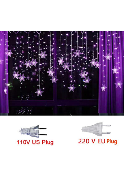 Choice EU Plug 220V Purple 3.2M Christmas Snowflakes LED String Lights Flashi...