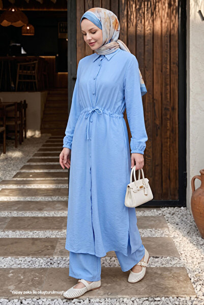 InStyle Σετ Τουνίκ Baby Blue με Κουμπιά και Κορδόνια