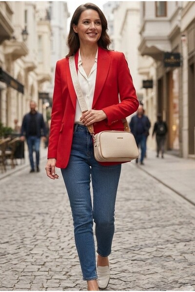 Just Polo Kadın Krem-Taba Ayarlanabilir Askılı Omuz Çantası-4023