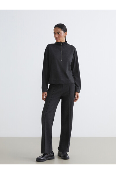 LC Waikiki Anthracite Elastic Waist Patterned Women's Sweatpants