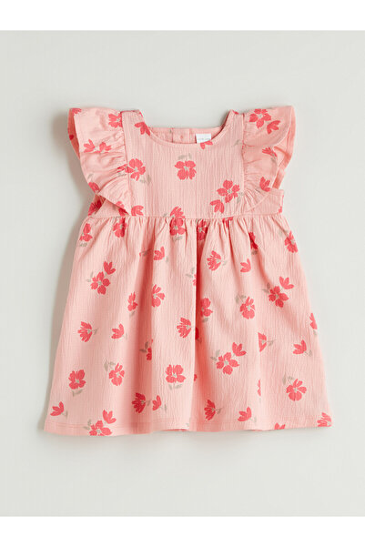 LC Waikiki Trendlucky Floral Baby Girl Dress with Oval Neckline and Difference