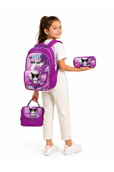 Çınka Bags مجموعة حقيبة ظهر مدرسية للبنات بتصميم شخصيات كرتونية مع حافظة طعام...