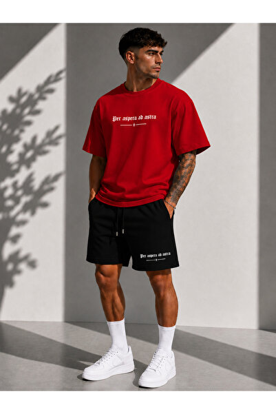 JAWÜ STYLE Σετ μπλουζάκι και σορτς για ενήλικες με στάμπα Per Aspera ad astra