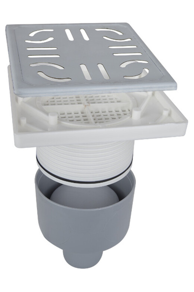 EVOSANITARY Sifon de pardoseală pătrat cu coloană verticală SV 70/100 mm 75 mm