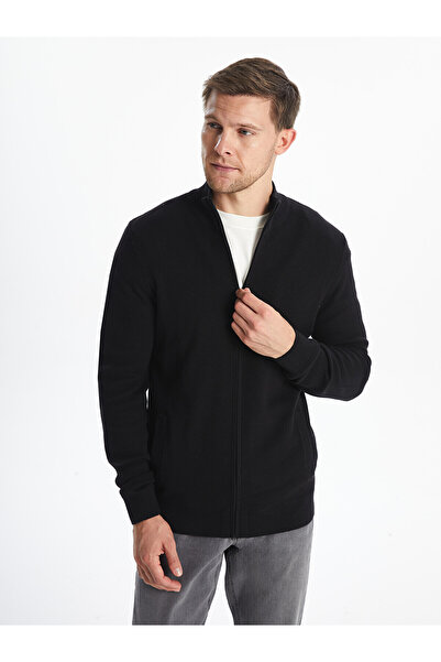 LC Waikiki Nevavm Standard Fit Stand Collar Men's Knitwear Cardigan with a Di...